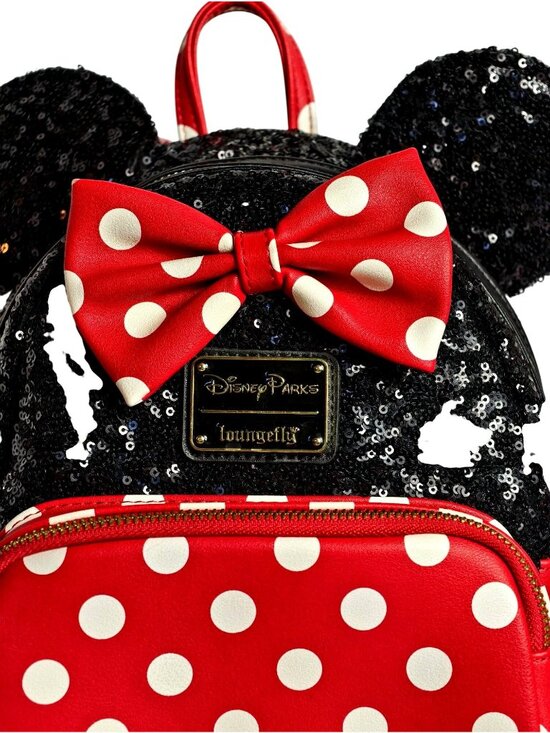 Loungefly Disney Parks Minnie Mouse Sequin Mini Backpack Polka Dot Ears & Bow main image 8